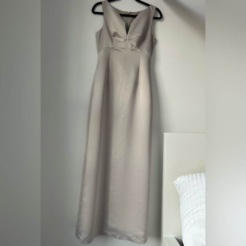 BCBG Max Azria Light Gray Satin Gown - Size 6